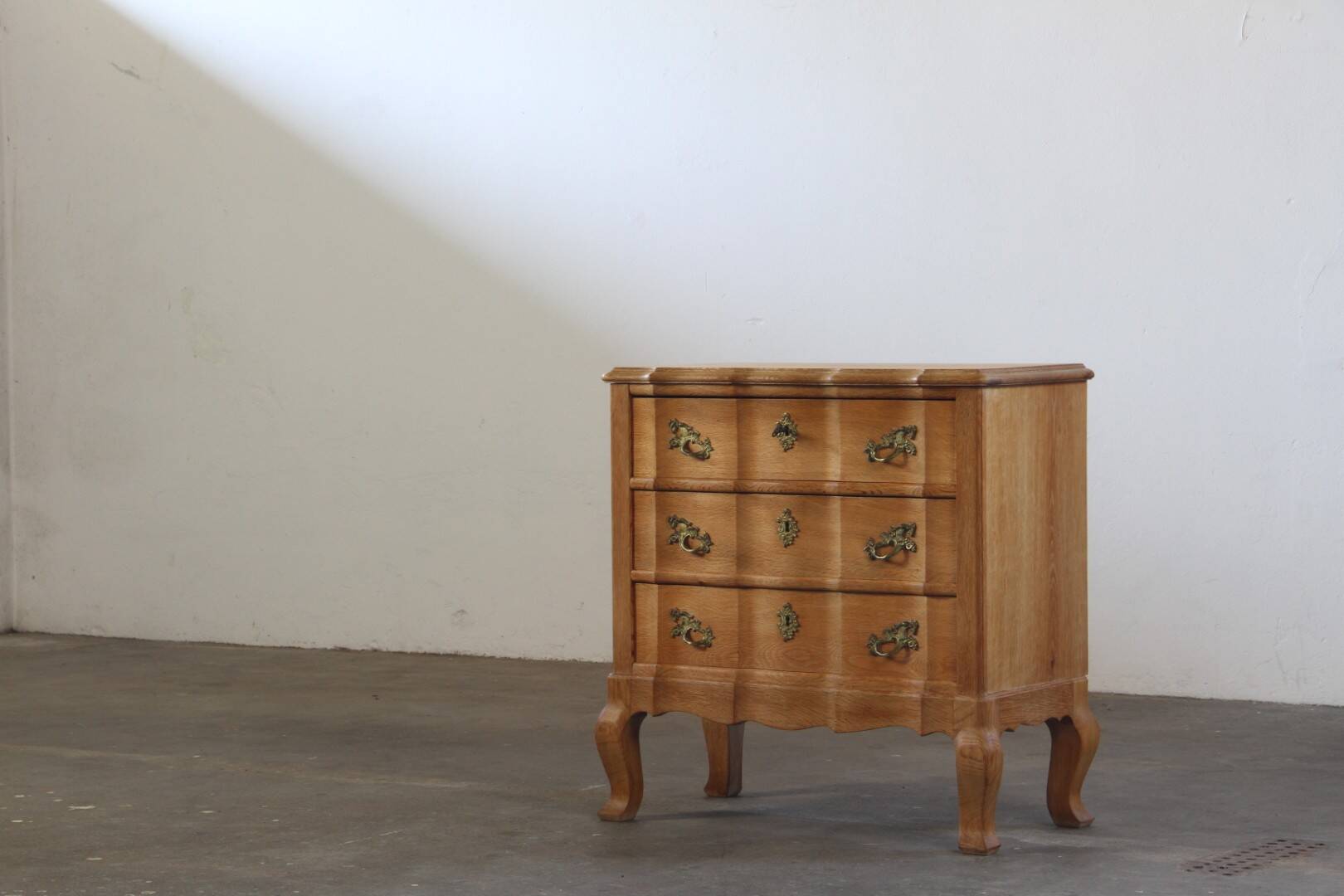 Vintage Mid-Century Danish Oak Baroque/Rococo style Commode