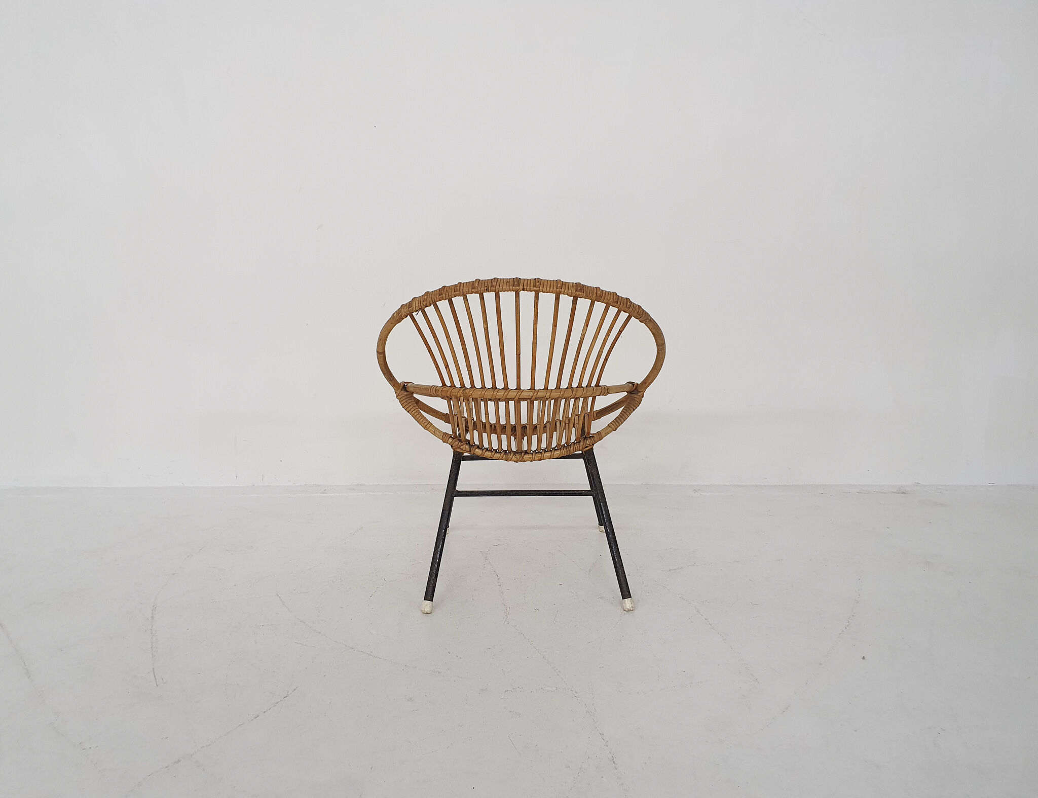 Rattan and metal armchair Rohe Noordwolde, Netherlands 1950s