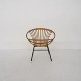 Rattan and metal armchair Rohe Noordwolde, Netherlands 1950s