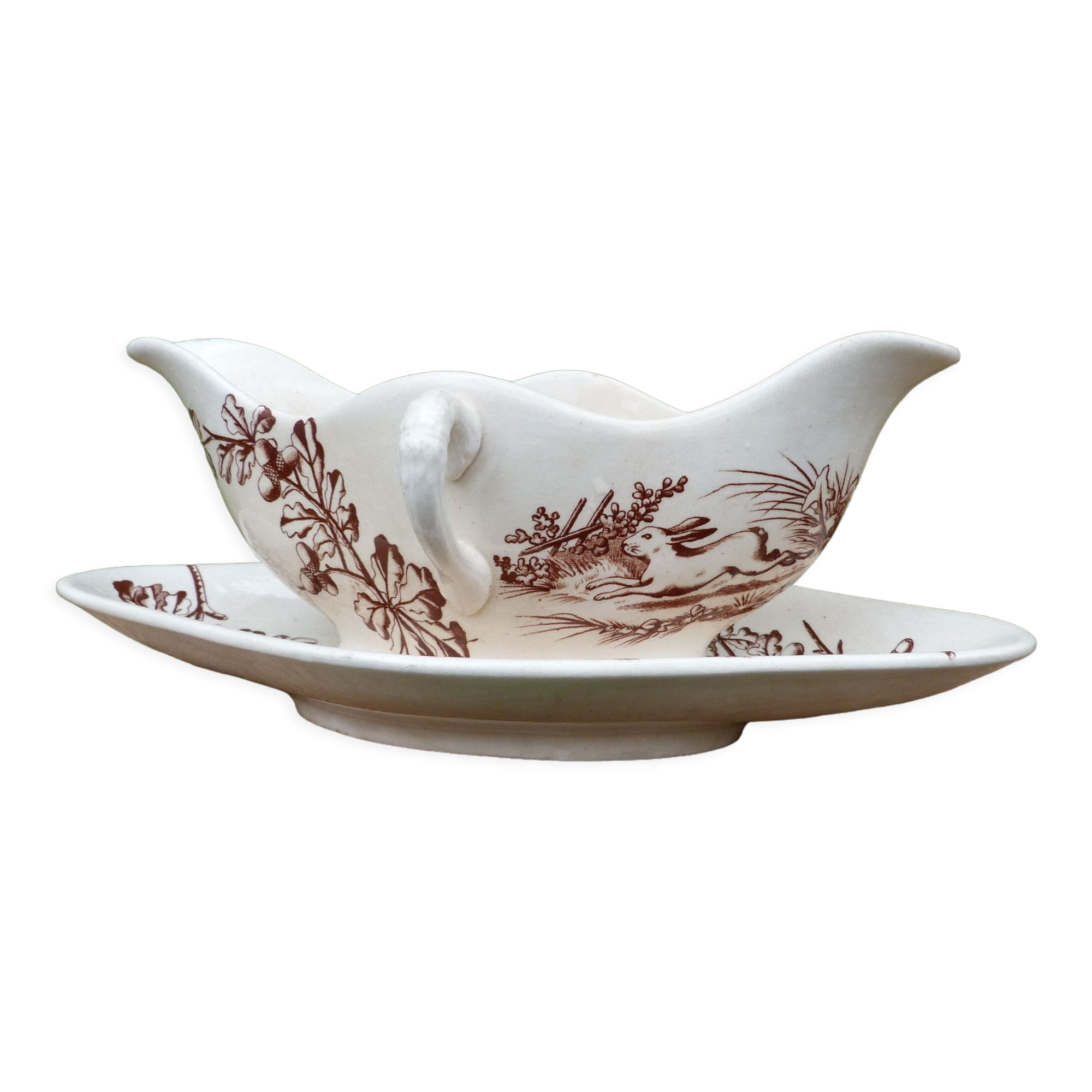 Saucière Terre de fer motif hunting