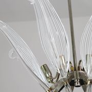 Extraordinary Large Transparent Murano Glass Leaves Chandelier by Franco Lu