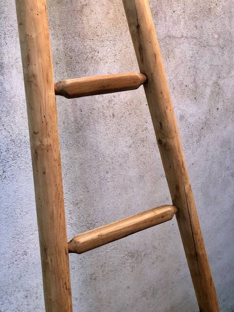 Wooden triangular ladder