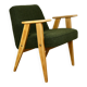 Chierowski 366 armchair, 1970s, olive green vintage boucle - light wood