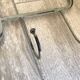 Gray-green patinated metal hat rack