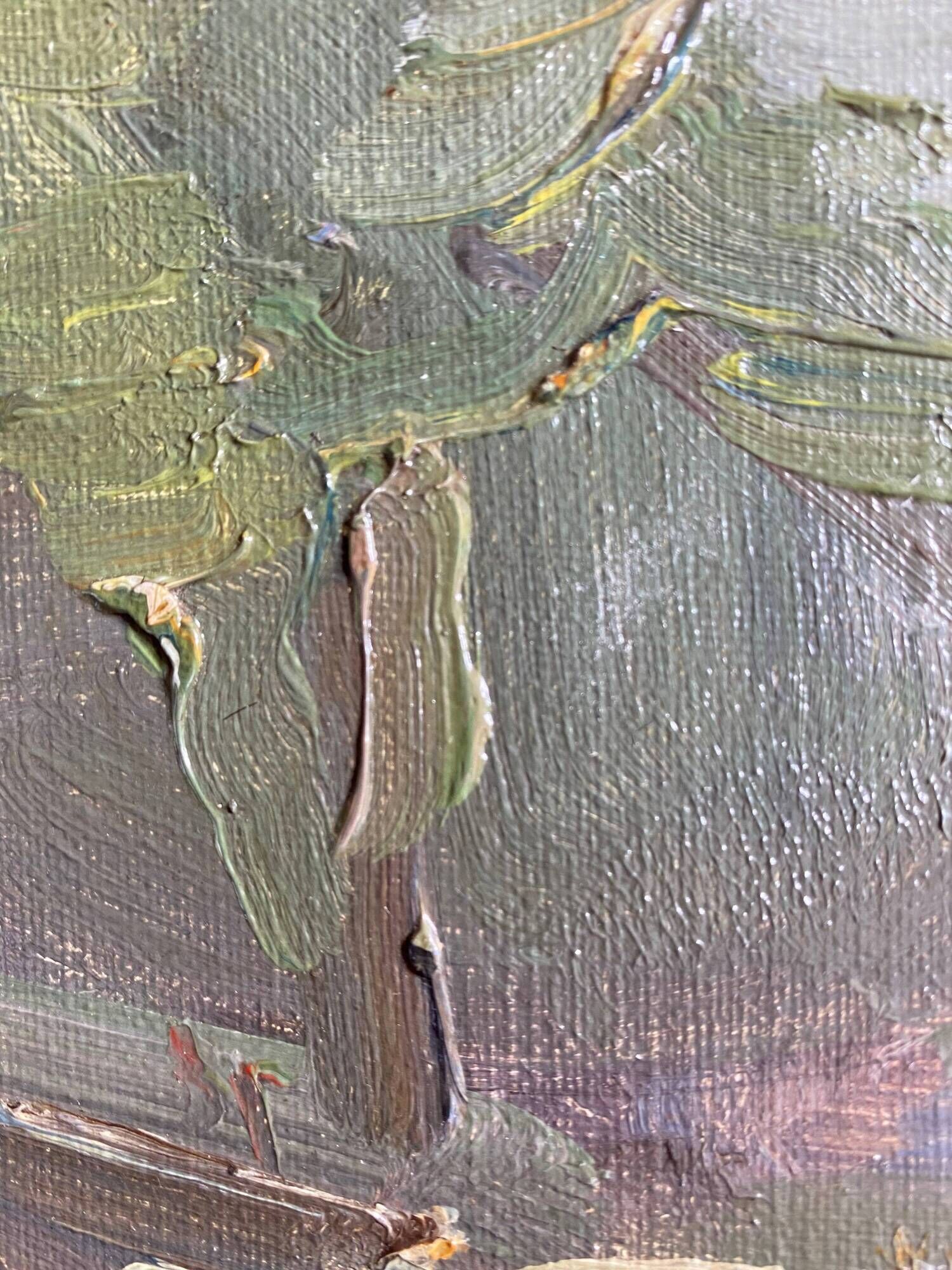 Post-impressionist table "riverside sailing" HST Seine edge