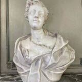 Female bust in Carrara marble, late 18th century, Northern Italy.