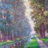 Old Pastel on canvas- The Canal du Midi - Signed Jean Georges FERRY