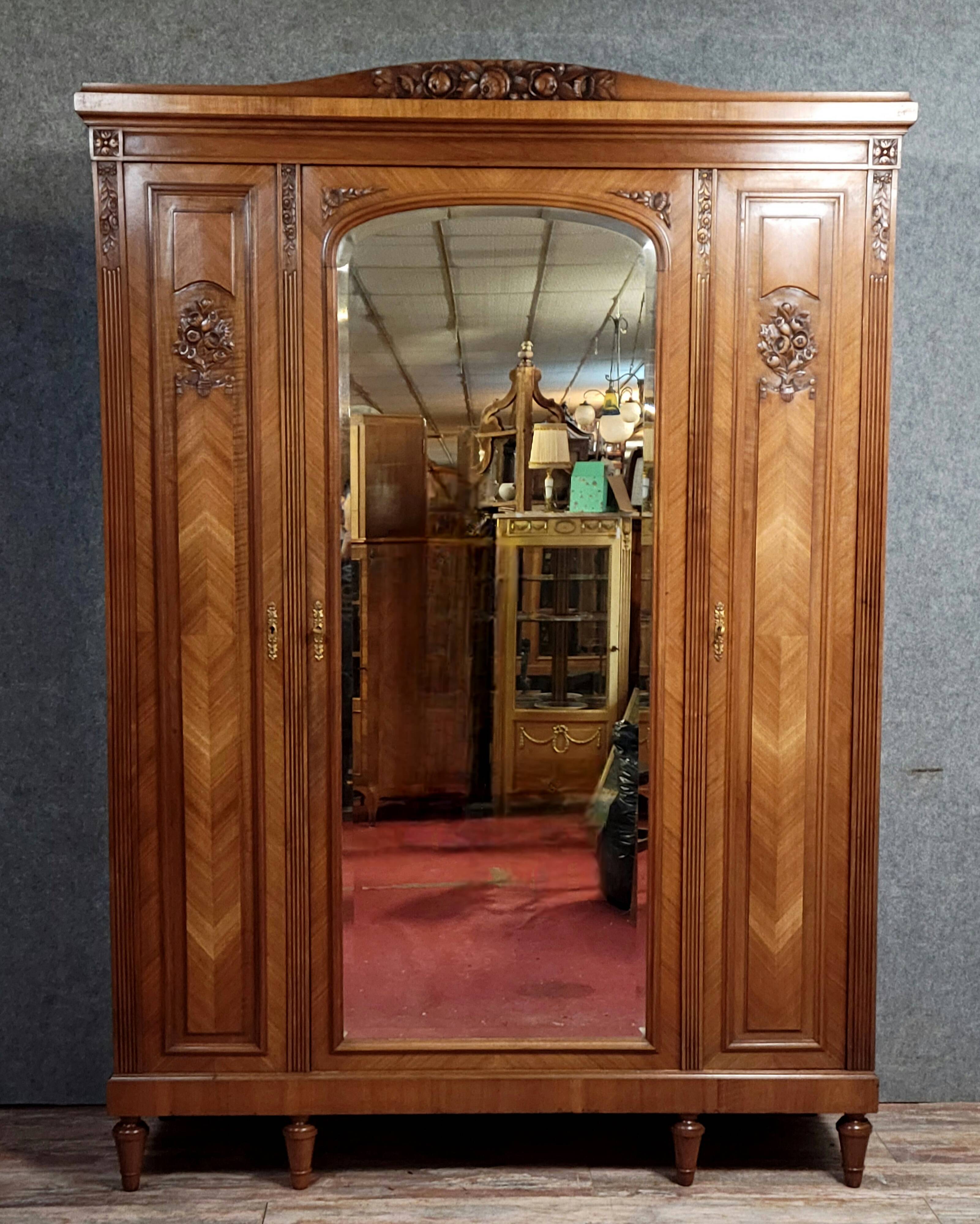 Art Deco period wardrobe in burr walnut