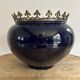 Ceramic cache-pot with bronze frame