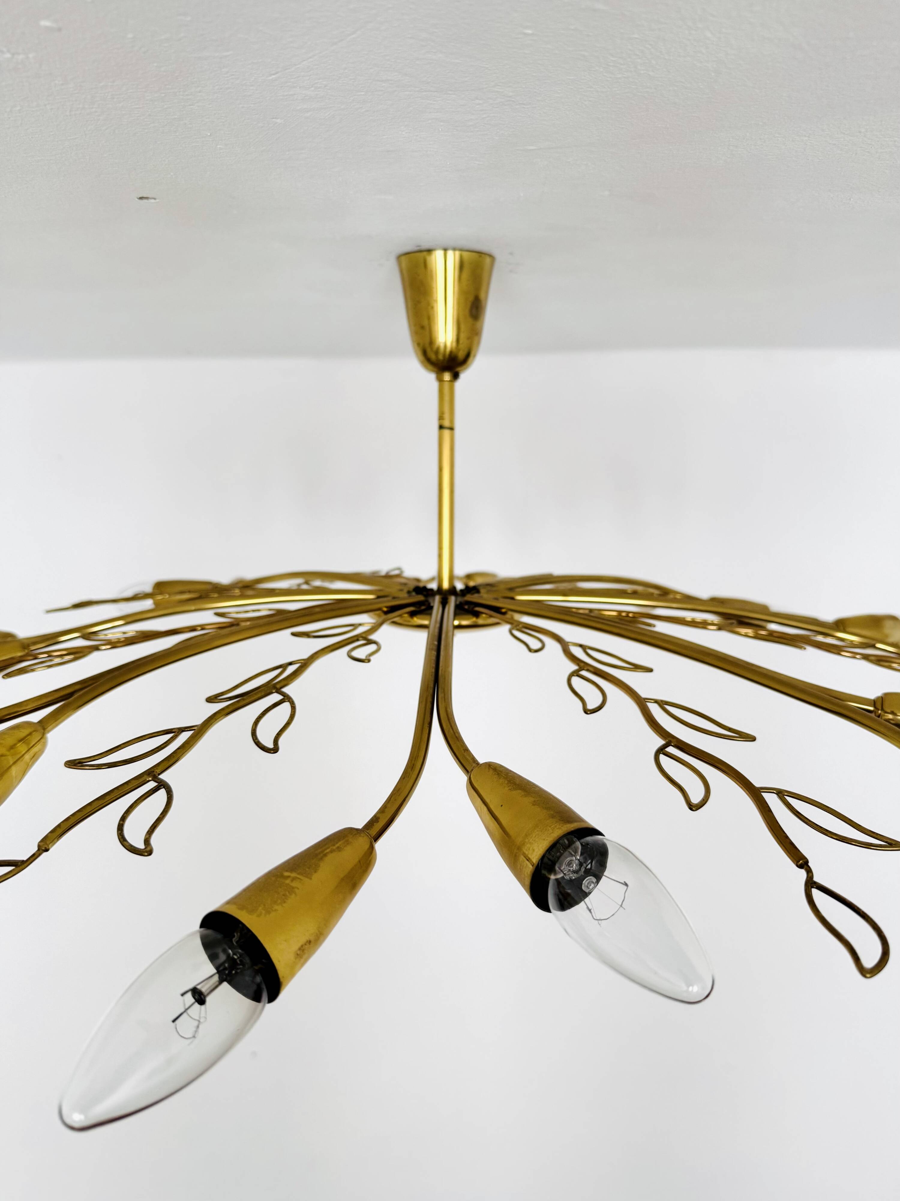 Large Austrian Brass Chandelier by Rupert Nikoll