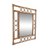 Mid-Century Organic Modern Bamboo & Rattan Mirror, Franco Albini Style, 1960s