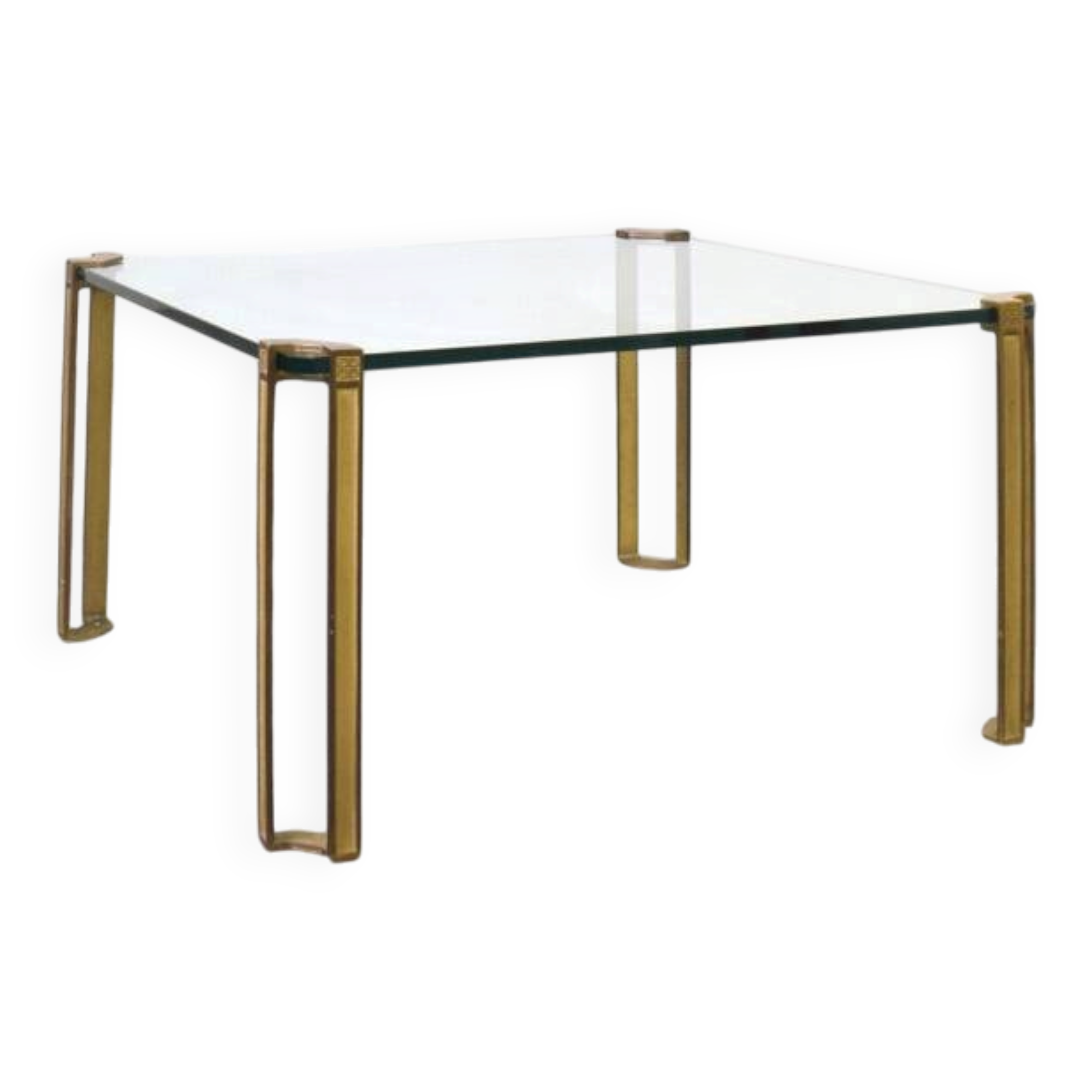 Hollywood Regency Brass and Glass Coffee Table by Peter Ghyczy, 1970s.