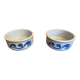Pair of antique bowls handarbeit salt glaze blue decor vintage #d662