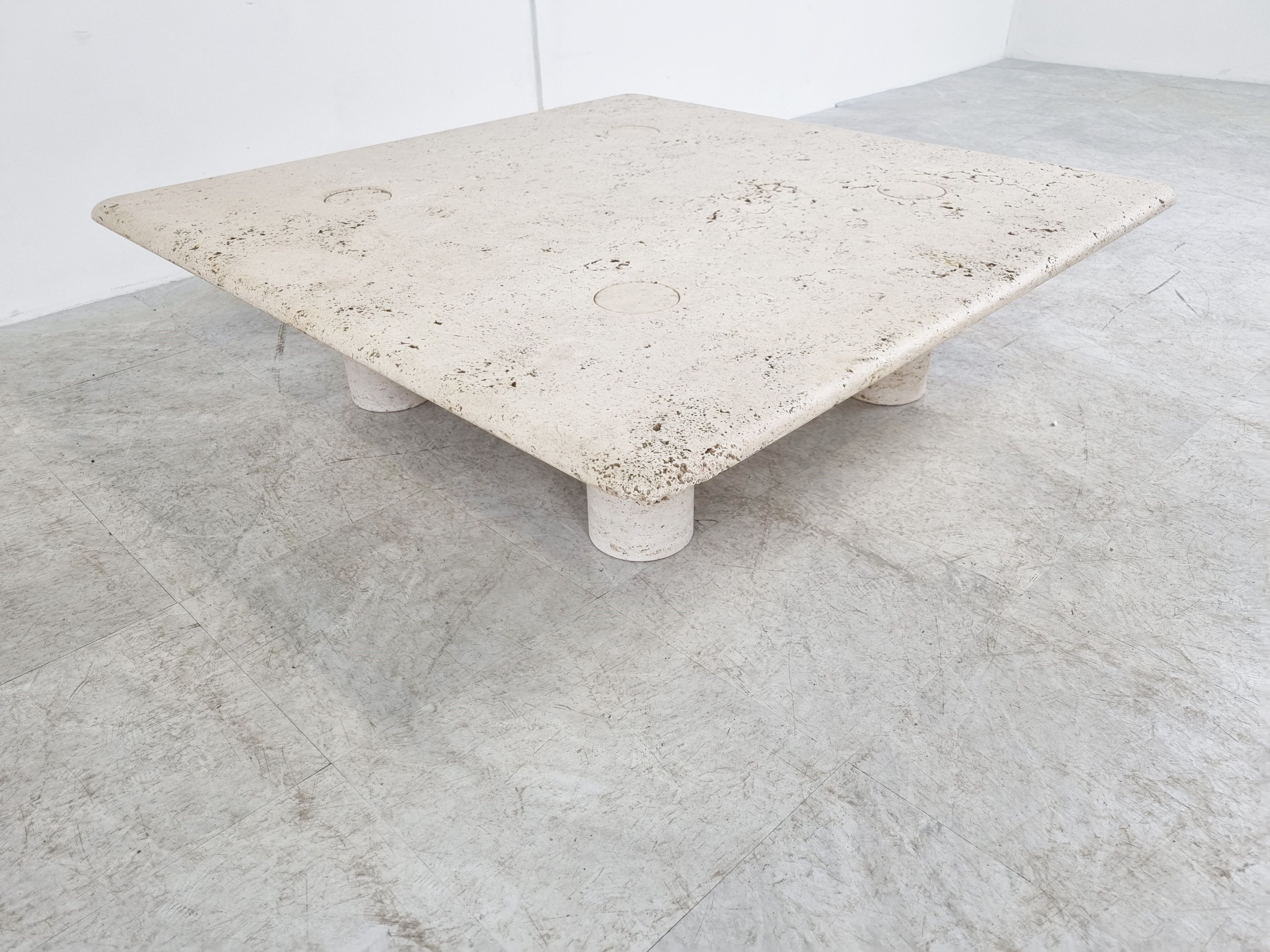 Angelo Mangiarotti Travertine Coffee Table for Up&Up, Italy