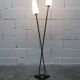 Arlus floor lamp with tripod base and 2 ribbed glass lamps 1950
