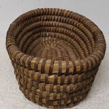 Antique Bread Basket - Vintage Braided Straw Bun Basket