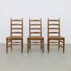 3x Chaises Échelle en Chêne et Rush, 1960s