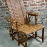 Vintage rattan chaise longue 1960