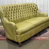 3-seater Chesterfield sofa in olive green leather