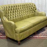 Canapé Chesterfield 3 places en cuir vert olive