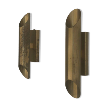 Paire d'appliques en laiton au design italien du milieu du siècle dernier, 1960, Italie
