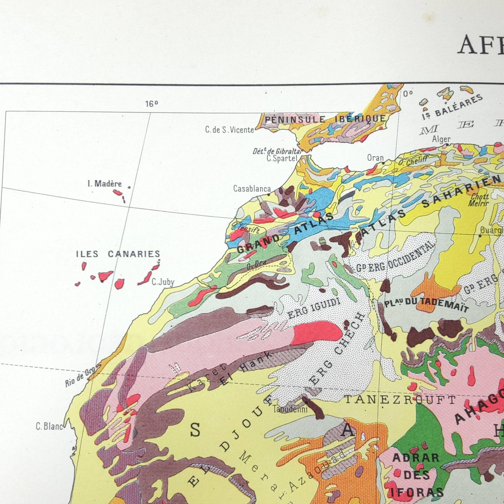 Carte Afrique géologique ancienne 43x43cm de 1950