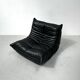 French Togo lounge chair in black leather by Michel Ducaroy for Ligne Roset, 1970s