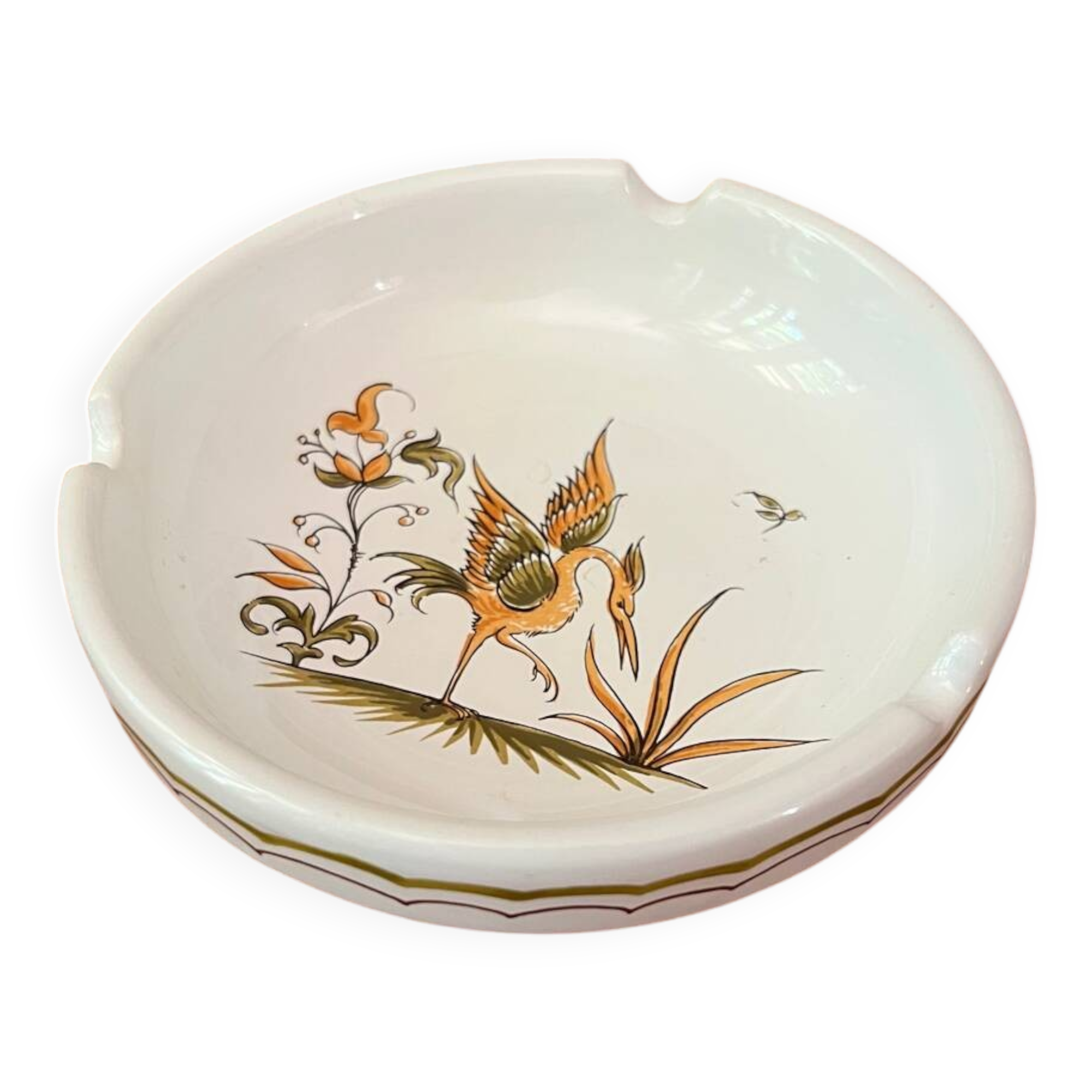 Porcelain ashtray with Vieux Moustier decorations
