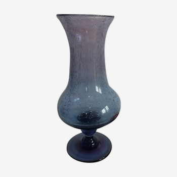 Purple bubbled glass vase