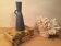 Vase céramique bleu style scandinave vintage