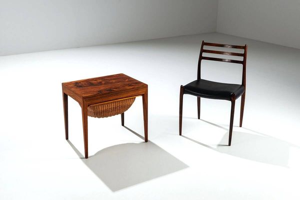 Table d'appoint, de couture en palissandre par Severin Hansen pour Haslev, Danemark 1960