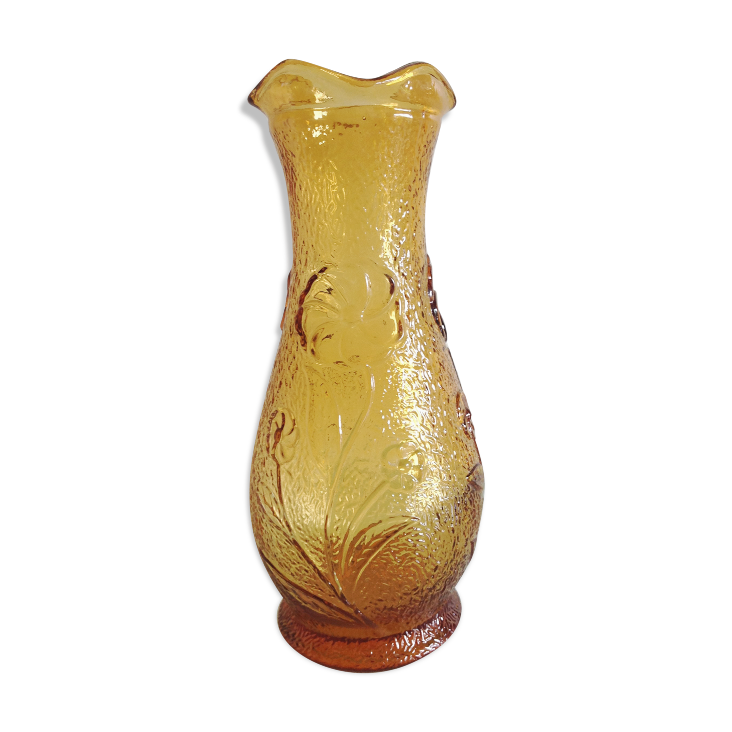 Amber glass vase / vintage 60s-70s