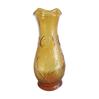 Amber glass vase / vintage 60s-70s