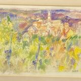 Pastel by Jean Cluseau Lanauve The vines in Beaujolais 1981