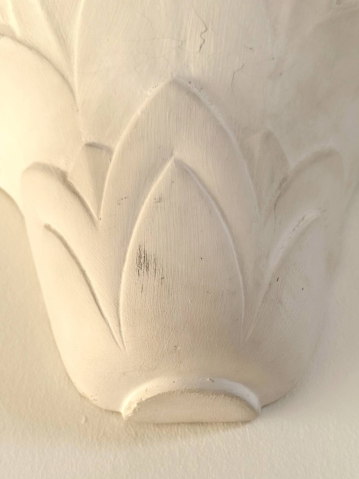 Pair of plaster wall sconces, palmette decoration, 20th century