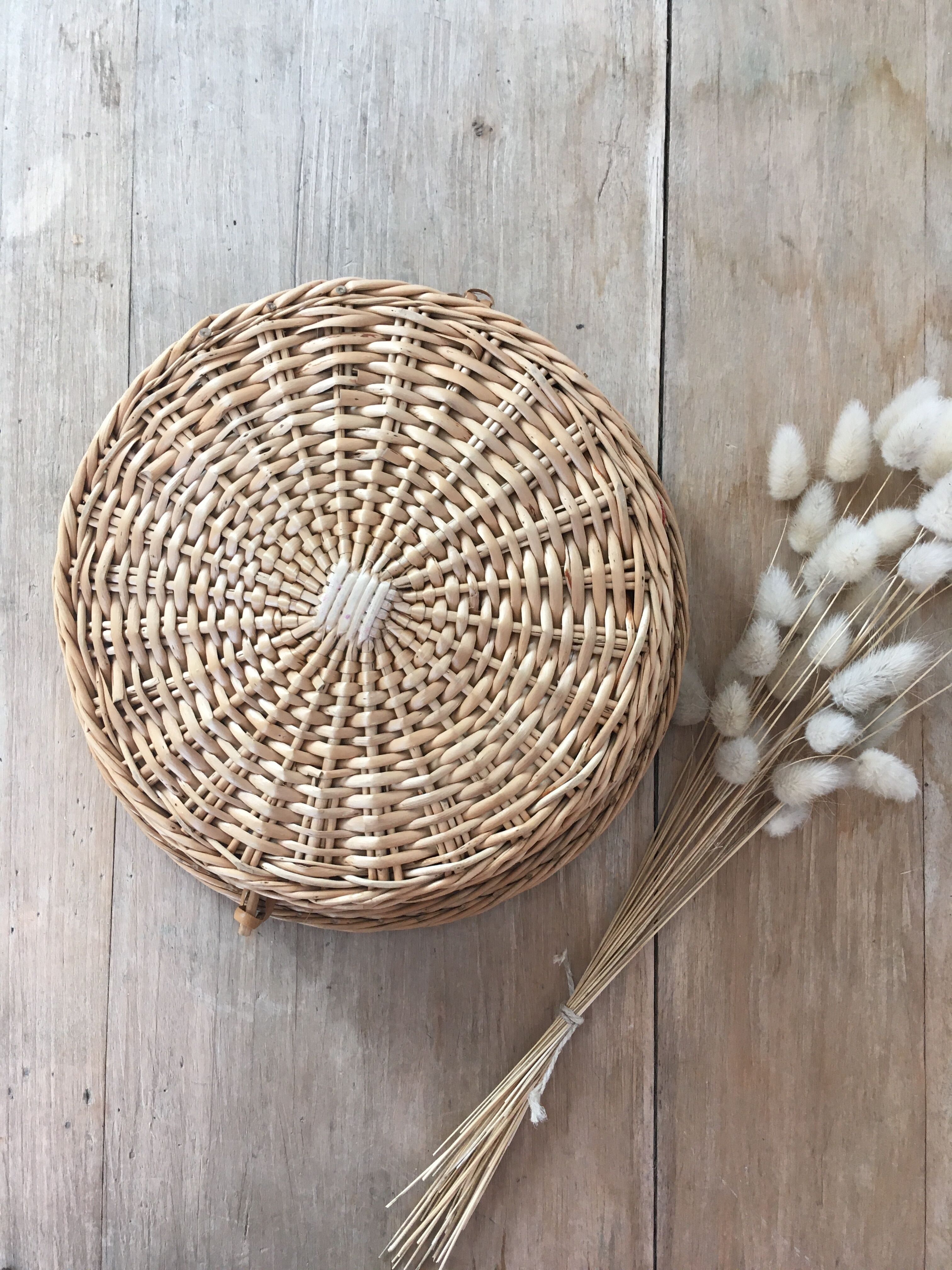 Braided wicker sewing box