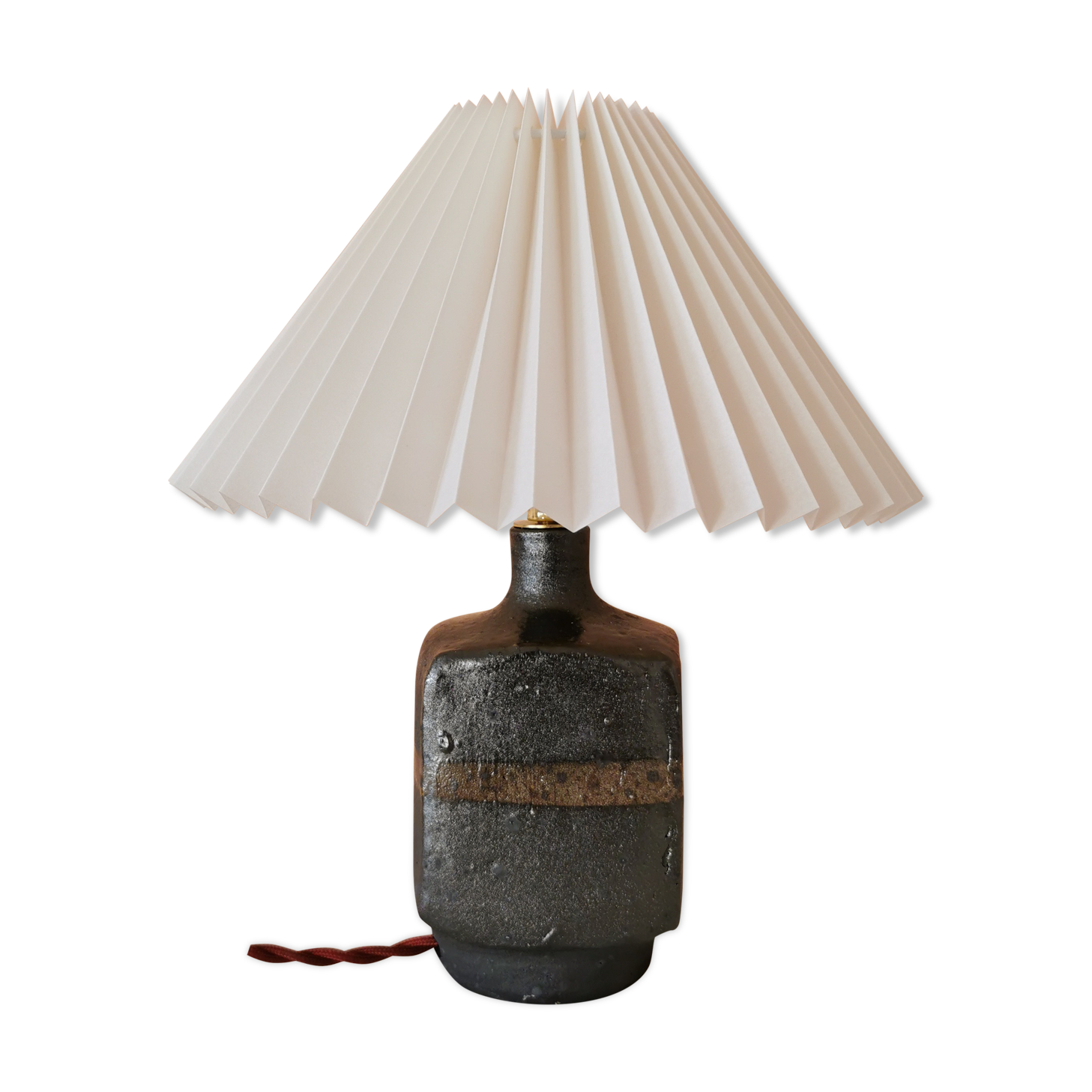 Upcycled lamp in pleated sandstone lampshade