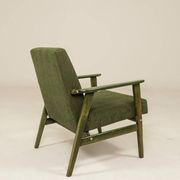 Lounge Chair Vintage Olive Green Corduroy ,Green Wood
