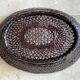 Japanese oval basket in negoro lacquered basketry (red lacquer on black background)