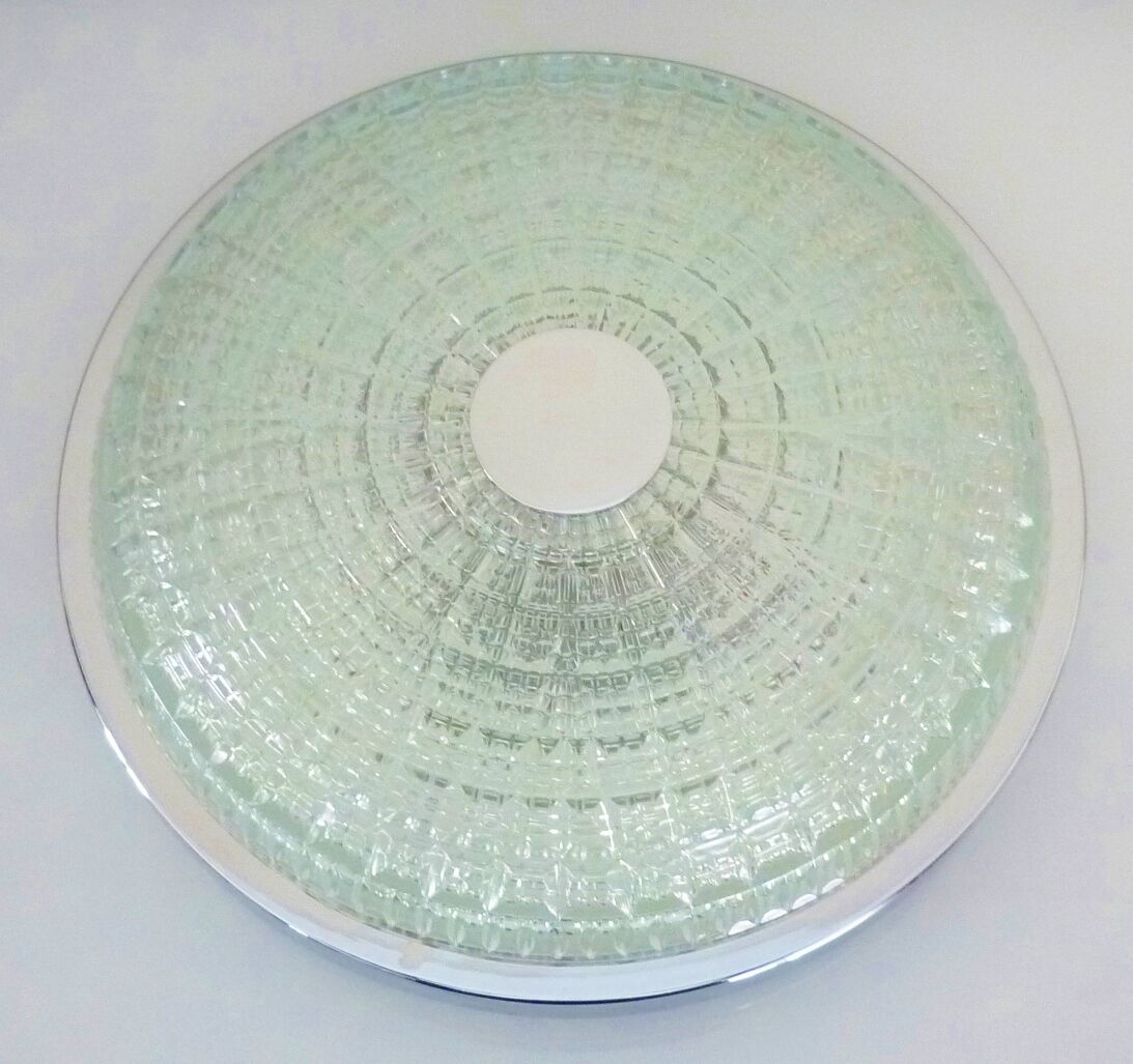 Ceiling lamp, vintage wall lamp, thick glass and chrome, 60s/70s