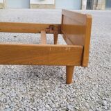 Vintage rattan and solid oak bed 1950s design