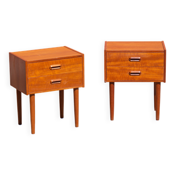 Paire de 2 tables de nuit vintage danoises des années 1960, en teck.