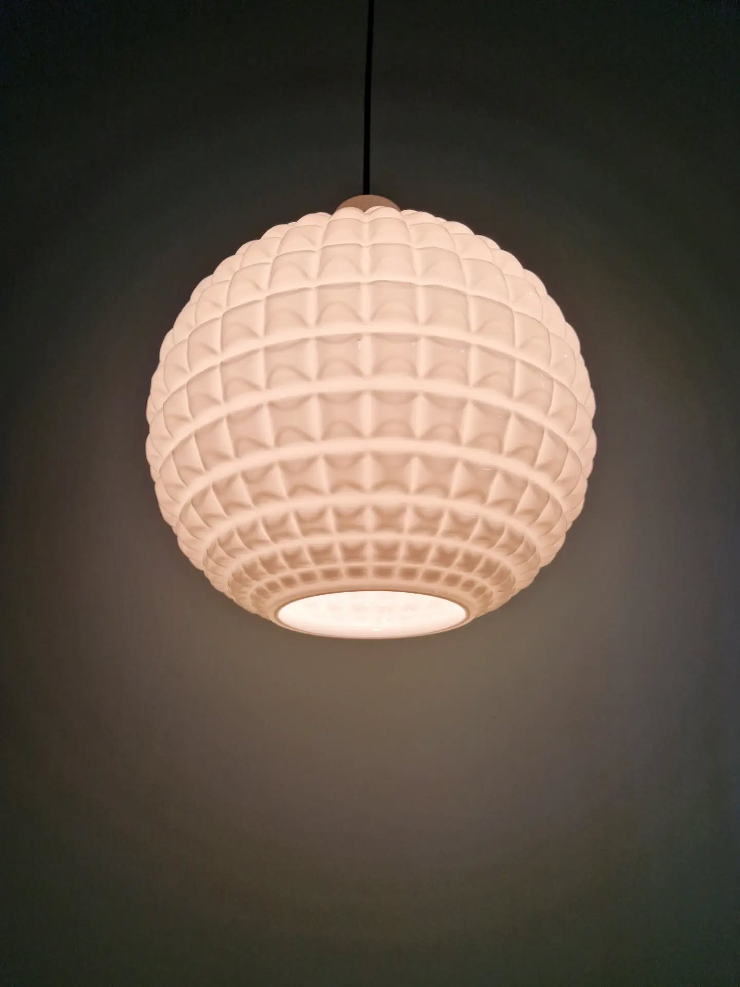 White opaline spherical pendant, Space Age, 1960-70