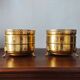 Pair of vintage brass planters with openwork gallery cache-pot.