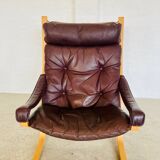 Vintage mid-century scandinavian brown leather lounge chair by ingmar relli