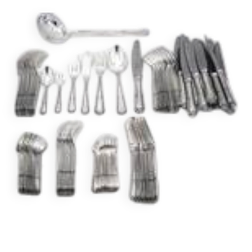 François Frionnet household set 85 pieces knives, silver-plated metal, excellent condition