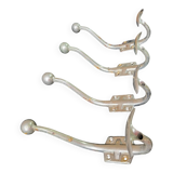 Set of 4 Vintage double coat hooks in chrome metal