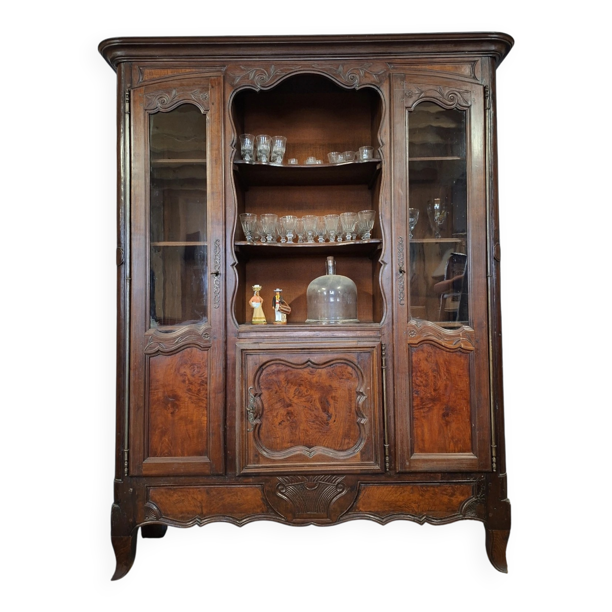 Buffet vitrine bibliothèque style Louis XV