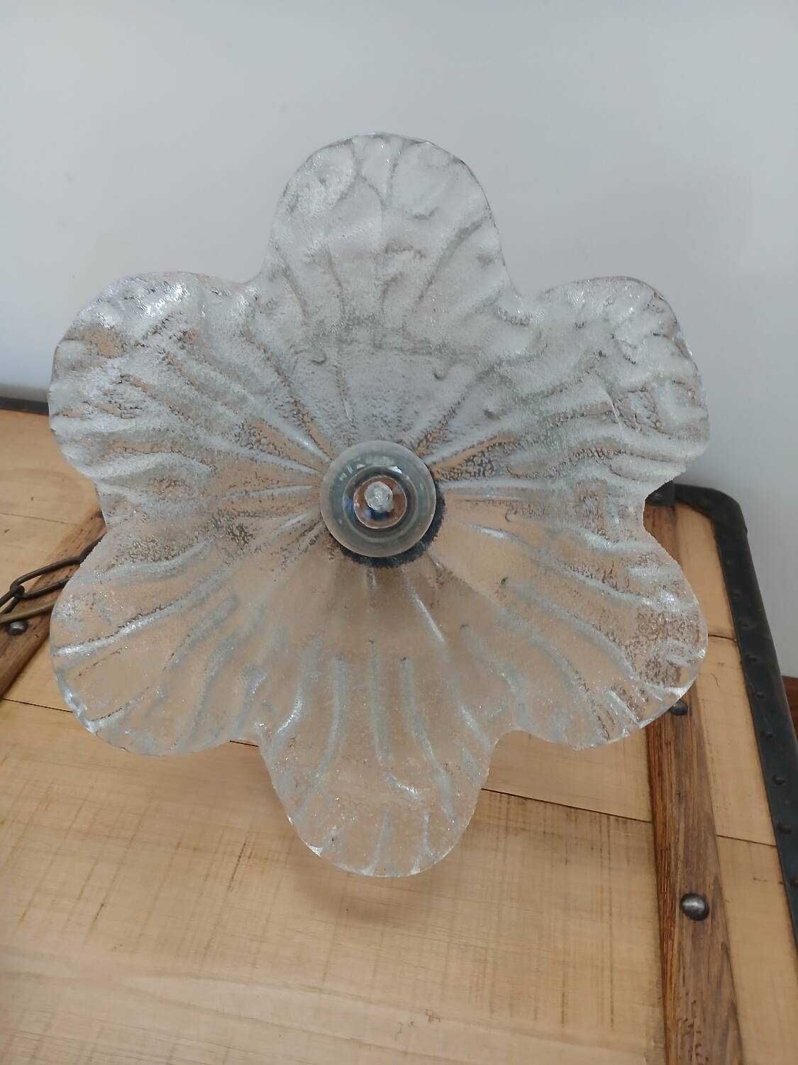 Vintage frosted blown glass pendant light