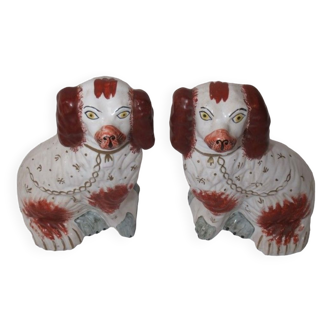 Pair of earthenware dogs - staffordshire
